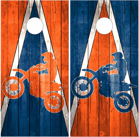 Dirt Bike Triangle Wood Cornhole Wrap