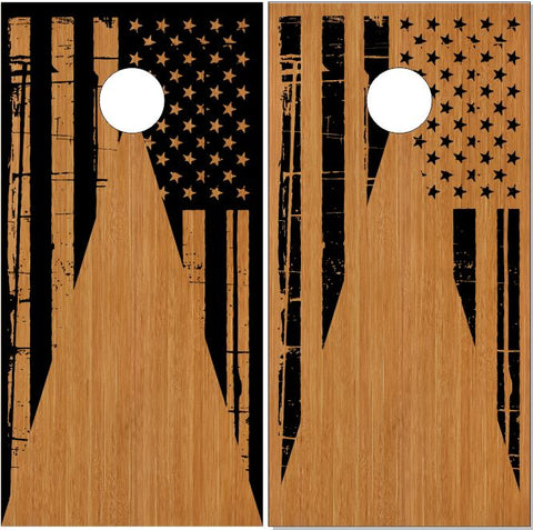 Distressed American Flag Wood Triangle Cornhole Wrap