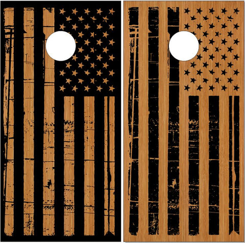 Distressed American Flag Wood UV Direct Print Cornhole Tops