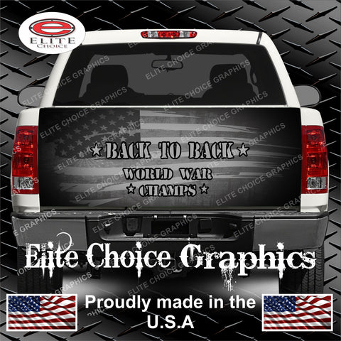 Distressed American Flag World War Champs Tailgate Wrap