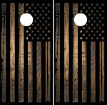 Distressed Burnt Wood Flag UV Direct Print Cornhole Tops