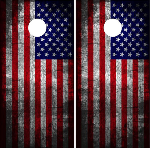 Distressed Grunge American Flag Cornhole Wrap