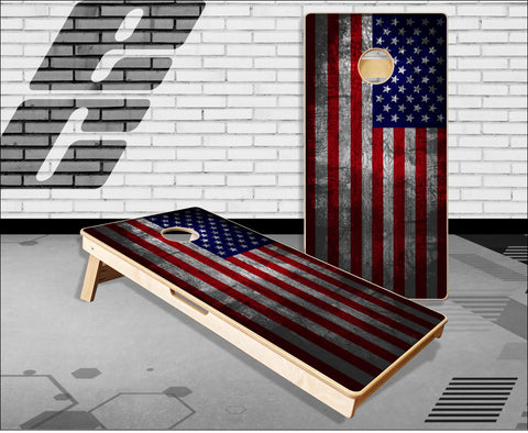Distressed Grunge American Flag Cornhole Boards