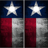 Distressed Grunge Texas Flag Cornhole Wrap