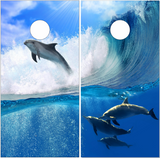 Dolphins Wave UV Direct Print Cornhole Tops