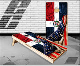 Dominican Flag Pull Cornhole Boards