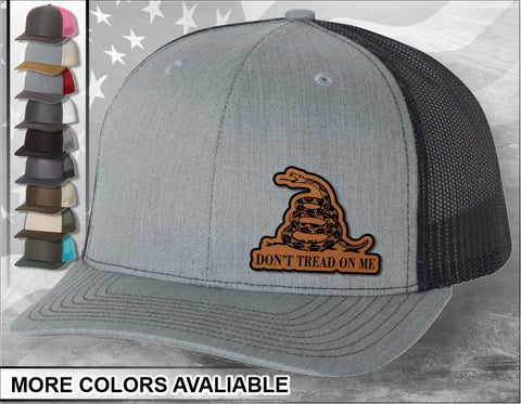 Don't Tread On Me Laser Engraved Leather Patch Trucker Hat