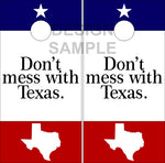 Don't Mess with Texas Flag UV Direct Print Cornhole Tops