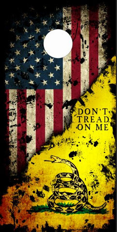 Don't Tread On Me Flag American Grunge Cornhole Wrap