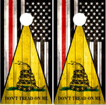 Don't Tread On Me Red Line Flag Wood UV Direct Print Cornhole Tops