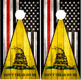 Don't Tread On Me Red Line Flag Wood UV Direct Print Cornhole Tops