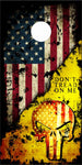 Don't Tread On Me Skull Grunge Flag UV Direct Print Cornhole Tops