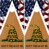 Don't Tread On Me Wood Flag Cornhole Wrap