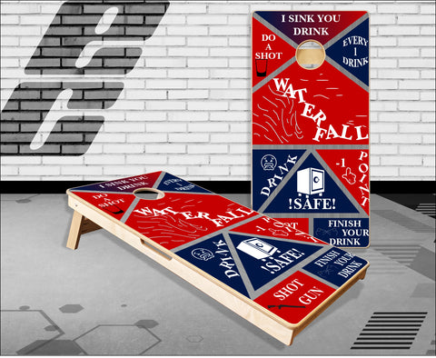 Drinking Game Waterfall RED WHITE BLUE Cornhole Boards