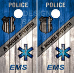 EMS Police Wood Cornhole Wrap