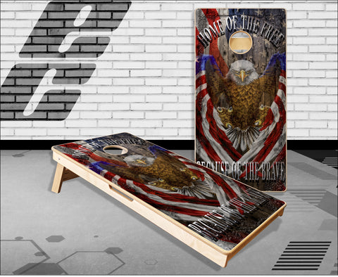 Eagle Claws American Flag Wood Home of the free Cornhole Boards