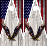 Eagle Flight Wood Flag Cornhole Wrap