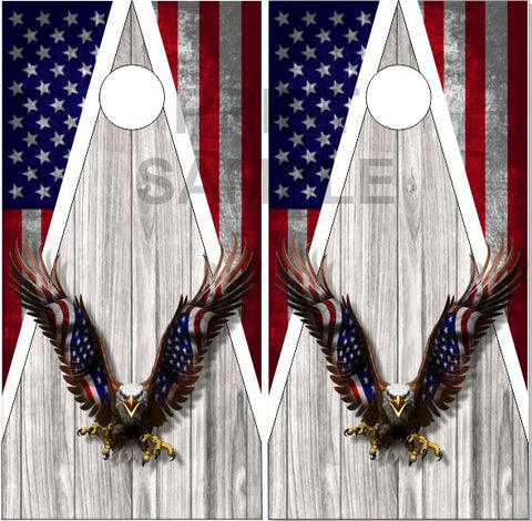 Eagle Flight Wood Flag Cornhole Tops