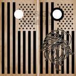 Eagle Head Flag Wood Cornhole Tops