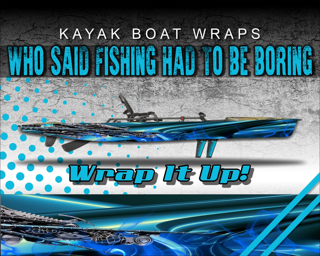 Electric Mist Gears BLUE Kayak Vinyl Wrap Kit Graphic Decal