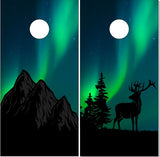 Elk Mountains Northern Lights UV Direct Print Cornhole Tops