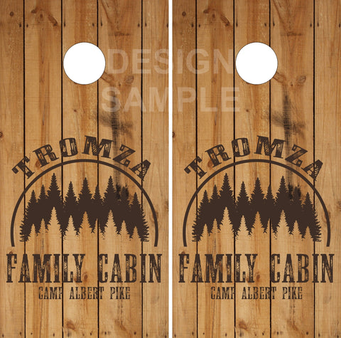 Family Name Camp Wood UV Direct Print Cornhole Tops