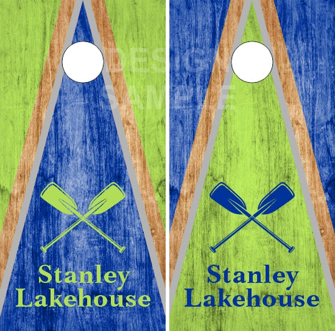 Family Name Lake House Cornhole Wrap