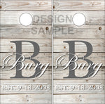 Family Name White Wash Wood Cornhole Wrap