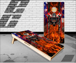 Firefighter Face Shield Flag Flames Cornhole Boards