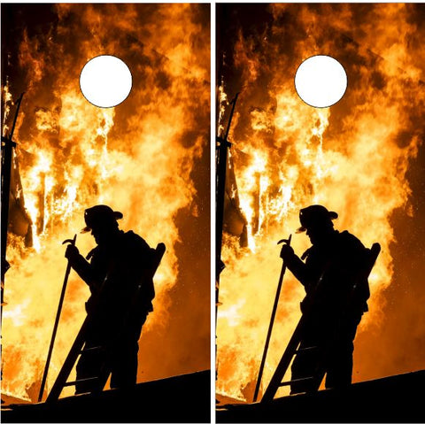 Firefighter Profile Flames UV Direct Print Cornhole Tops