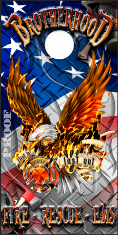Firefighter Brotherhood American Flag UV Direct Print Cornhole Tops