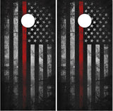 Firefighter Distressed Red Line Flag Cornhole Wrap