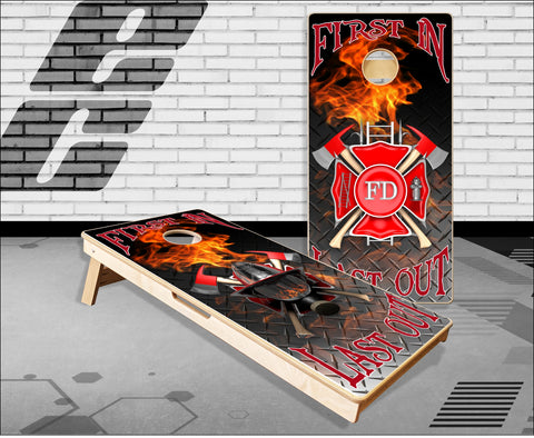Firefighter First In Last Out Metal Cornhole Boards