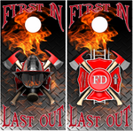 Firefighter First In Last Out UV Direct Print Cornhole Tops