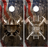 Firefighter Ghost Cross Mask Flag Wood Cornhole Wrap