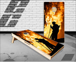 Firefighter Profile Flames Cornhole Boards