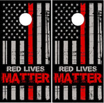 Firefighter Red lives Matter Flag UV Direct Print Cornhole Tops