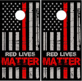 Firefighter Red lives Matter Flag UV Direct Print Cornhole Tops