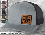 Firefighter Skull Laser Engraved Leather Patch Trucker Hat