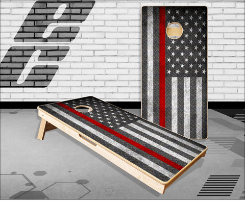 Firefighter Thin Red Line D Plate Cornhole Boards