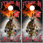 Firefighter Walk Flames UV Direct Print Cornhole Tops