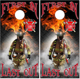 Firefighter Walk Flames UV Direct Print Cornhole Tops