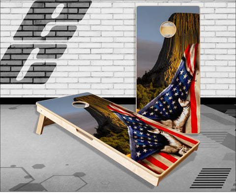 Flag Pull Mountain Cornhole Boards