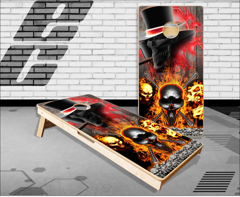 Flame Skulls Cornhole Boards