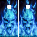 Flaming Blue Skull 1 Cornhole Wrap