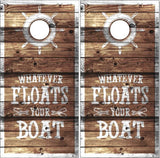 Float Your Boat Nautical Beach UV Direct Print Cornhole Tops