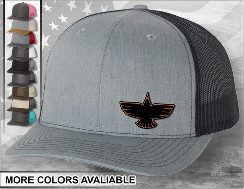 Flying Bird Laser Engraved Leather Patch Trucker Hat
