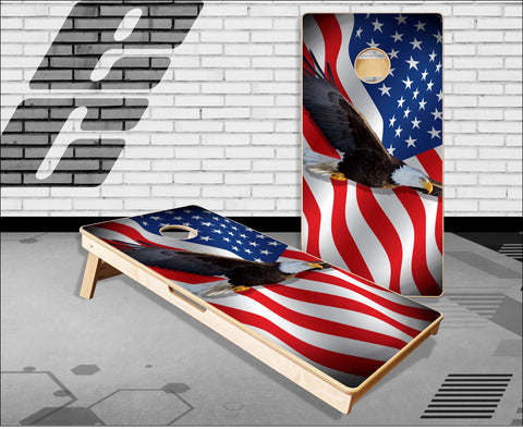 Flying Eagle American Flag Cornhole Boards