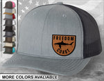 Freedom Coast Shark Laser Engraved Leather Patch Trucker Hat