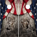 Frenchie German Shephard Flag UV Direct Print Cornhole Tops